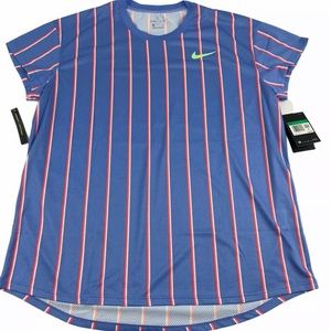 Nike Mens Dri Fit Tennis Crew Striped Shirt Sz.XL